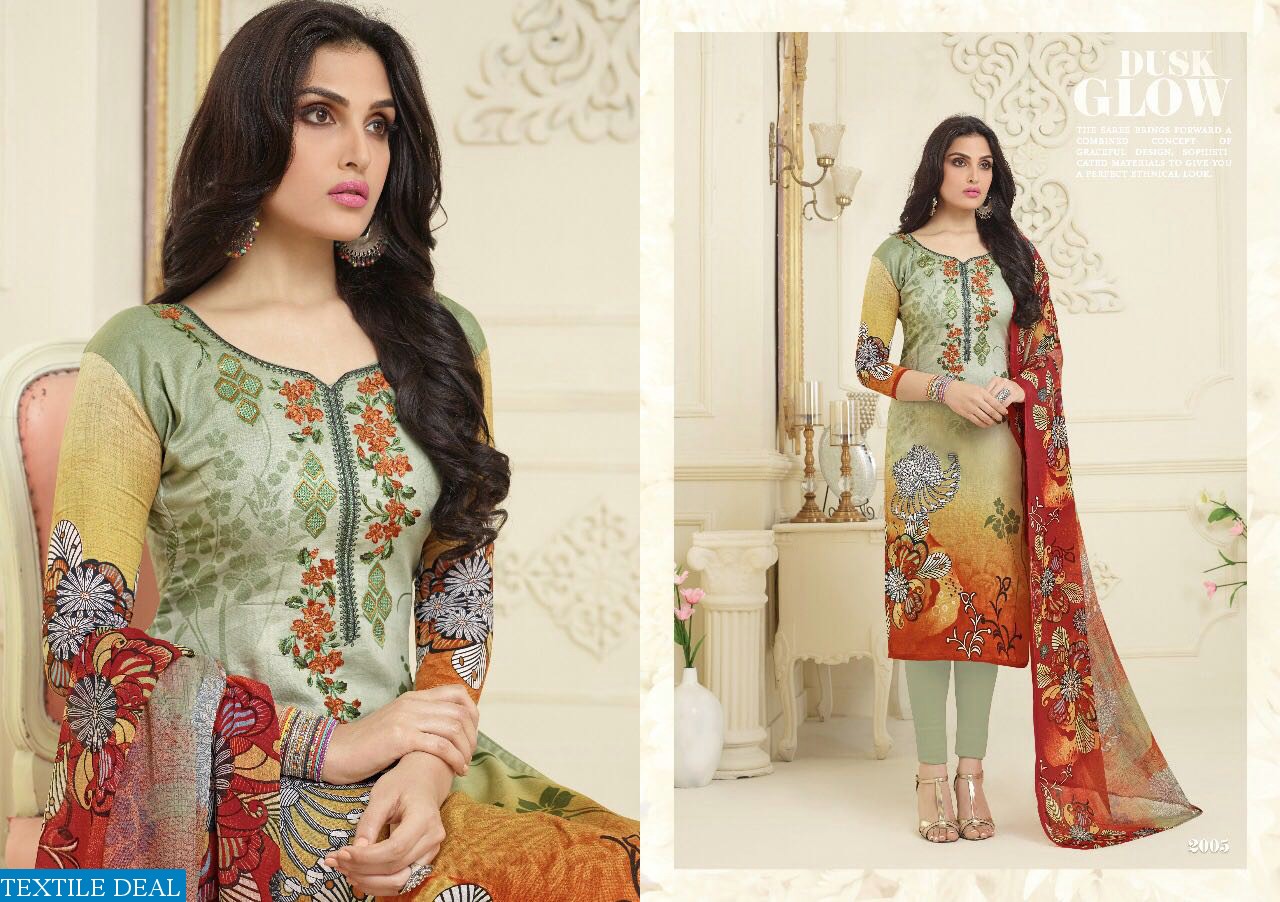 Flower vol-1 Wholesale  Glace cotton Dress material